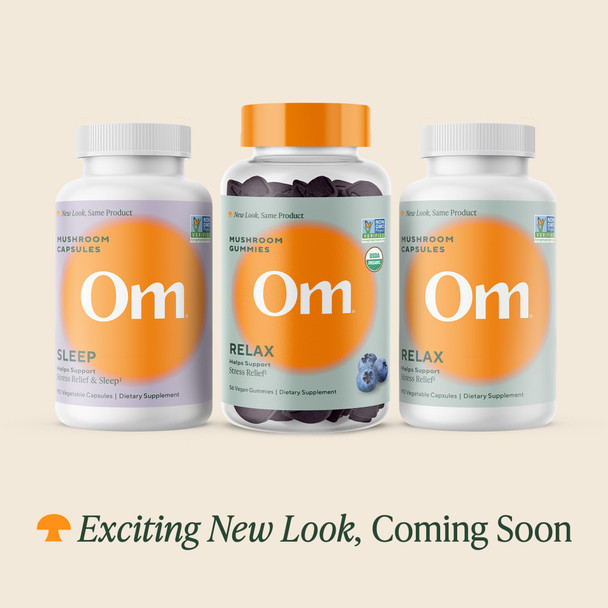 OM MUSHROOM SUPERFOOD Relax Mushroom Capsules, 90 Count, 30 Days, Reishi Mushrooms, Ashwagandha, GABA, L-Theanine, Magnesium, Adaptogens for Stress Support (Formerly Gently Zen, Packaging May Vary)