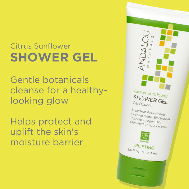 Andalou Naturals Citrus Sunflower Uplifting Shower Gel, 8.5 Ounce