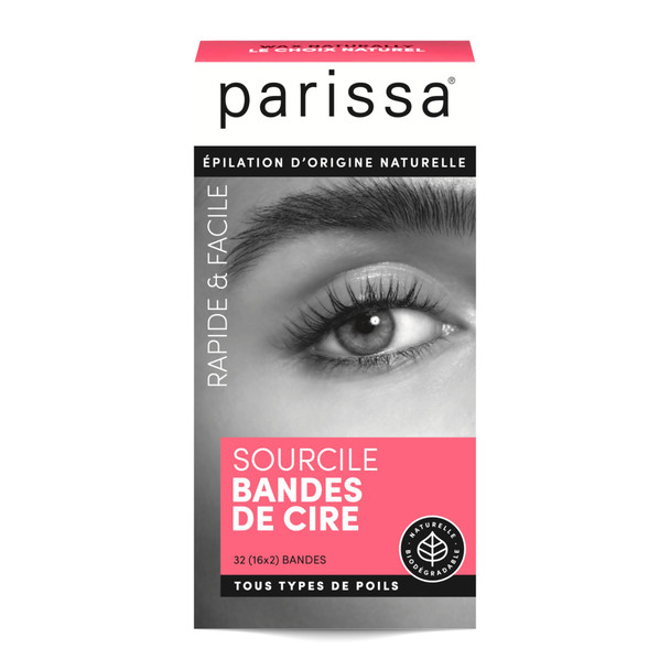 Parissa Natural Eyebrow Wax Strips | Beginner-Friendly, Gentle for Sensitive Skin & Fragrance-Free | Ready-to-Use Brow Waxing | 32 Strips (16 x 2)