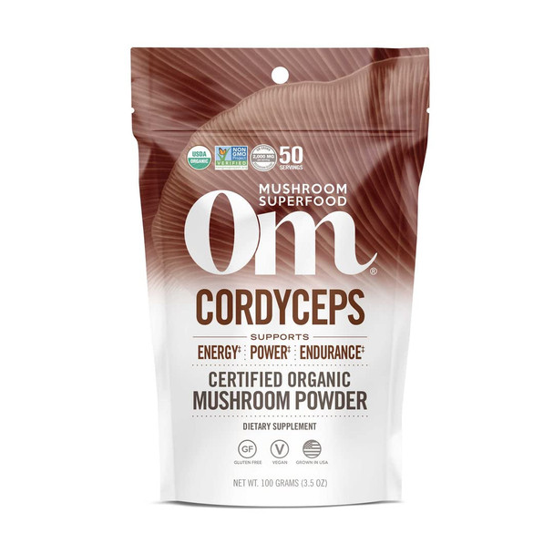 OM MUSHROOM SUPERFOOD Cordyceps Organic Mushroom Powder, 3.5 Ounce, 50 Servings, Energy, Power, Stamina and Endurance Support, Superfood Supplement for Sports Performance