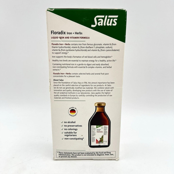 Flora, Floradix Iron + Herbs, Natural Liquid Iron Supplement, 17 fl Ounce (500 ML)
