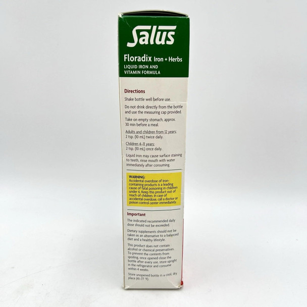 Flora, Floradix Iron + Herbs, Natural Liquid Iron Supplement, 17 fl Ounce (500 ML)