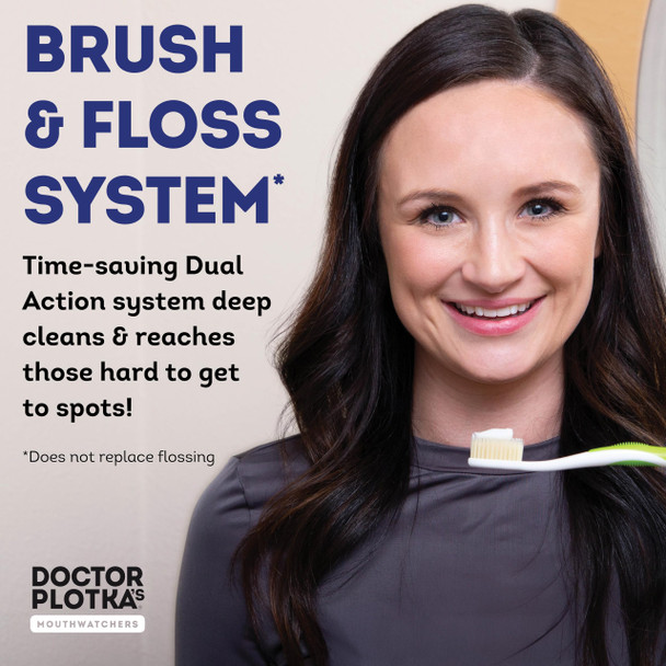 MOUTHWATCHERS Soft Flossing Manual Toothbrush for Adults, Green, Ultra Clean, Good for Sensitive Teeth and Gums, by Dr. Plotka's