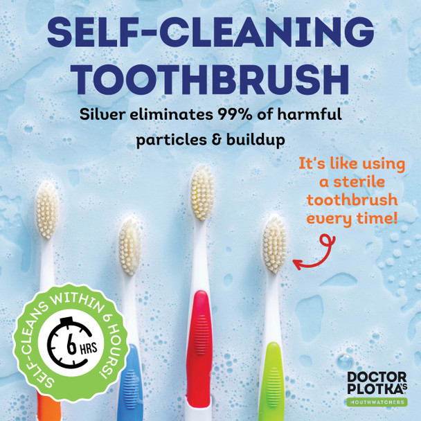 MOUTHWATCHERS Soft Flossing Manual Toothbrush for Adults, Green, Ultra Clean, Good for Sensitive Teeth and Gums, by Dr. Plotka's