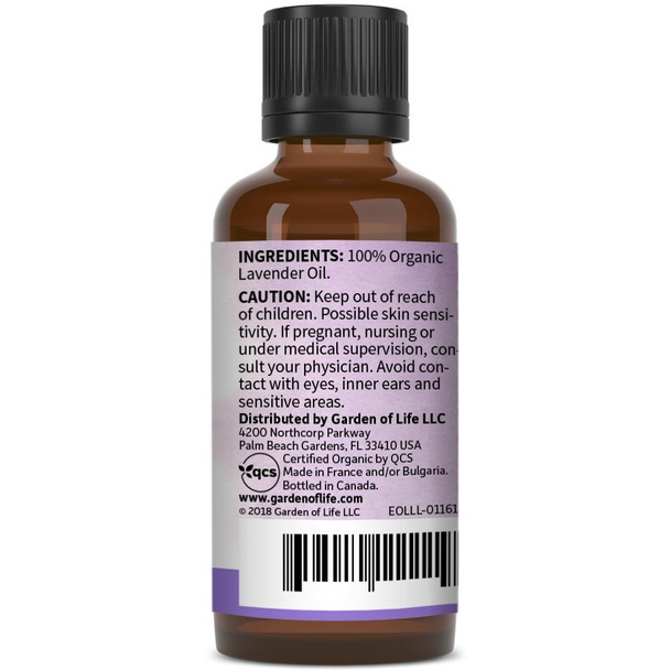 Garden of Life Essential Oil, Lavender 1 fl oz (30 mL), 100% USDA Organic & Pure, Clean, Undiluted & Non-GMO - for Diffuser, Aromatherapy, Meditation, Skincare, Sleep - Calming, Relaxing, Soothing