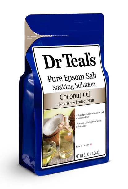 Dr Teal's Pure Epsom Salt Soaking Solution Nourish & Protect Coconut Oil 3 LBS