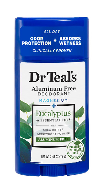 Dr Teal's Aluminum Free Deodorant - Eucalyptus - Paraben & Phthalate Free - 2.65 oz
