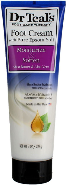 Dr Teal's Foot Cream, Moisturize & Soften, with Shea Butter & Aloe Vera, 8 oz.