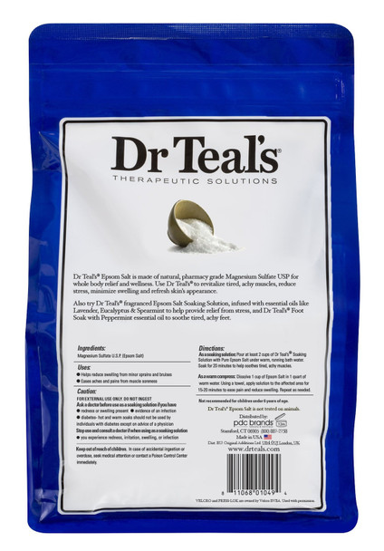 Dr Teal's Pure Epsom Salt Therapeutic Soaking Solution Relieves Pains 96 Ounce