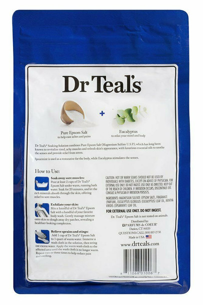 Dr Teal's Pure Epsom Salt Soaking Solution With Eucalyptus & Spearmint 48 Ounce