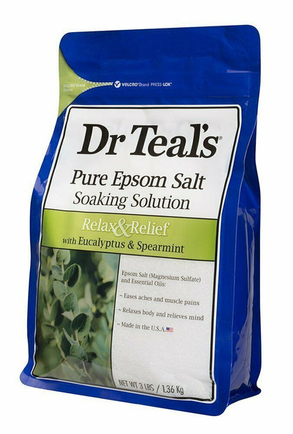 Dr Teal's Pure Epsom Salt Soaking Solution With Eucalyptus & Spearmint 48 Ounce