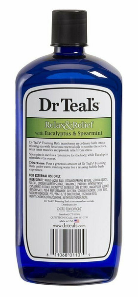 Dr Teal's Foaming Bath Epsom Salt Relax & Relief Eucalyptus & Spearmint 34 Ounce