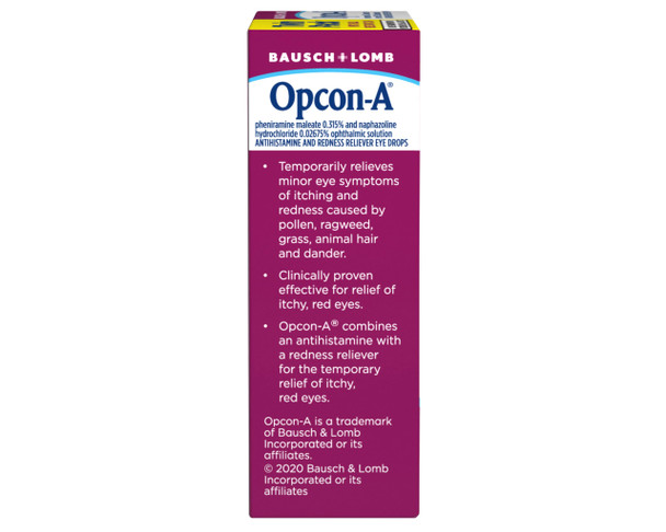 Opcon-A Eye Allergy Relief DropsAntihistamine and Redness Reliever Eye Dropsfrom Bausch + Lomb  0.5 FL OZ (15 mL) Twin Pack