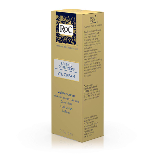 RoC Retinol Correxion Anti-Aging Eye Cream Treatment for Wrinkles, Crows Feet, Dark Circles, and Puffiness .5 fl. oz