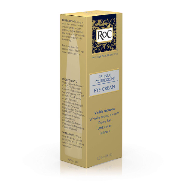 RoC Retinol Correxion Anti-Aging Eye Cream Treatment for Wrinkles, Crows Feet, Dark Circles, and Puffiness .5 fl. oz