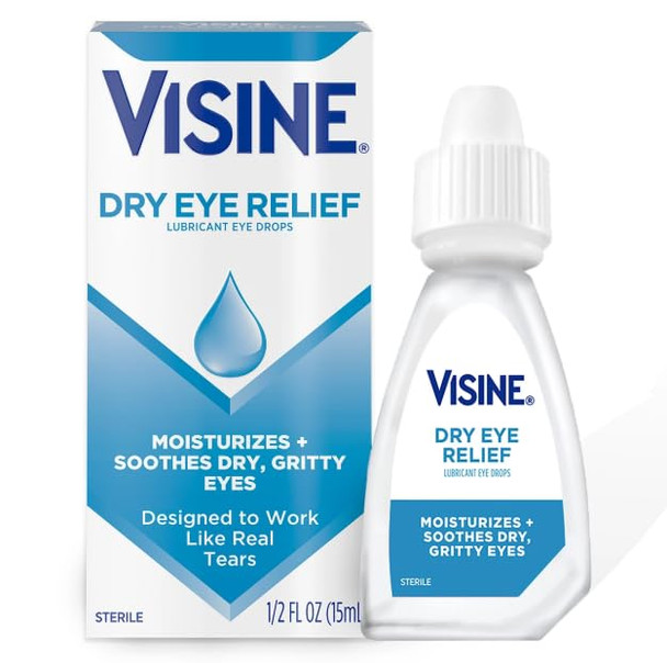 Visine Dry Eye Relief Lubricant Eye Drops 2 x 0.5 oz (6 Pack)