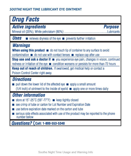 Soothe Preservative-Free Lubricant Eye Ointment, Nighttime Relief for Severe Dry & Irritated Eyes, Gentle for Sensitive Eyes, 0.12 Fl Oz
