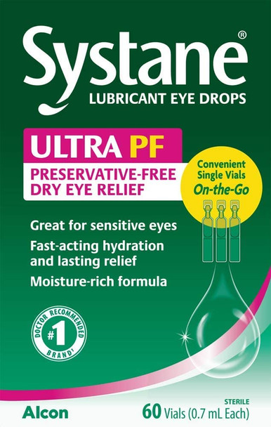 Systane Ultra Lubricant Eye Drops, 60 Count (Pack of 1), (Packaging may vary)