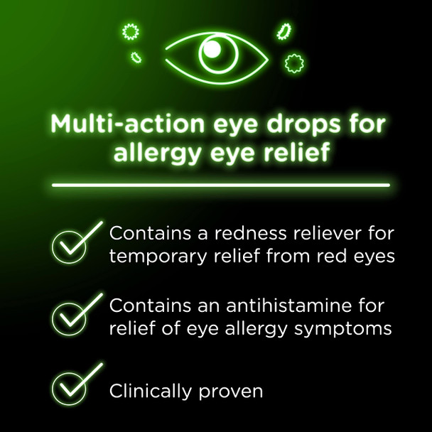 Visine Allergy Eye Relief Multi-Action Antihistamine & Redness Reliever Eye Drops with Pheniramine Maleate & Naphazoline HCl, Allergy Eye Drop Treatment for Red, Itchy Eyes, 0.5 fl. oz