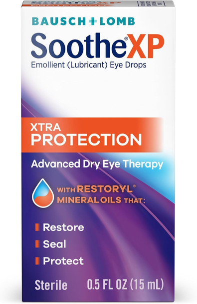Soothe XP Eye Drops for Dry Eye Symptoms, Xtra Protection Lubricating Eye Drops, Restores Moisture, Relieves Irritation and Protects Against Tear Loss, Advanced Dry Eye Therapy, 0.5 Fl Oz