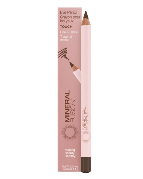Mineral Fusion Eye Pencil (Dark Brown - Touch) - Eyeliner with Soothing Chamomile, Meadowfoam & Vitamin E - Smooth & Long Lasting, Hypoallergenic, Non-Irritating Eye Makeup