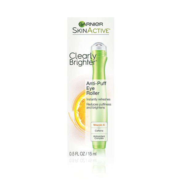 Garnier Clearly Brighter Anti-Puff Eye Roller, 0.5 Fl Oz (15mL), 3 Count (Packaging May Vary)