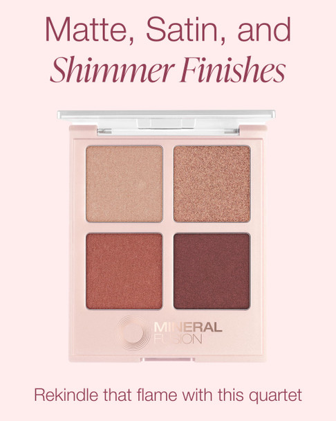Mineral Fusion Eyeshadow Palette - Vegan Eye Makeup with Matte, Satin, and Shimmer Finishes - Natural, Lightweight Formula (Romantic Getaway)