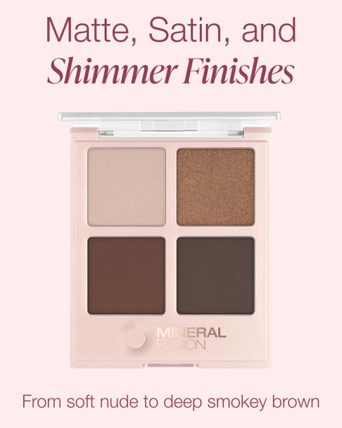 Mineral Fusion Eyeshadow Palette | Vegan Eye Makeup with Matte, Satin, and Shimmer Finishes | Natural, Lightweight Formula (Coffee Break)