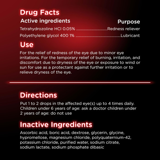 Visine Red Eye Hydrating Comfort Redness Relief and Lubricant Drops to Help Moisturize and Relieve Due to Minor Eye Irritations Fast, Tetrahydrozoline HCl, 0.28 fl. oz