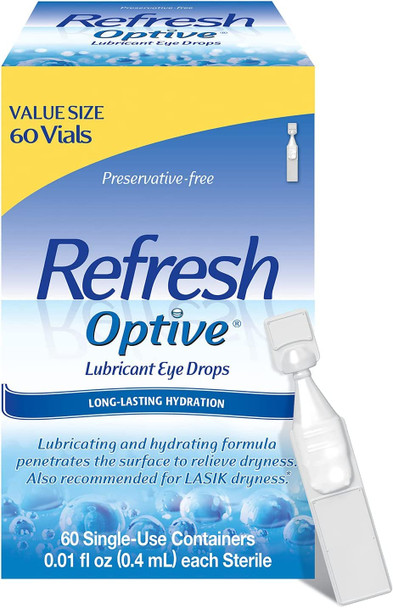 Refresh Optive Lubricant Eye Drops Single-Use Containers - 60 ct, Pack of 4