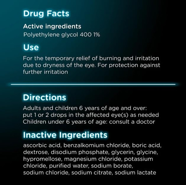Visine Dry Eye Relief Lubricant Eye Drops with Polyethylene Glycol 400 to Moisturize and Soothe Irritated, Gritty and Dry Eyes, Designed to Work Like Real Tears, 0.5 fl. oz