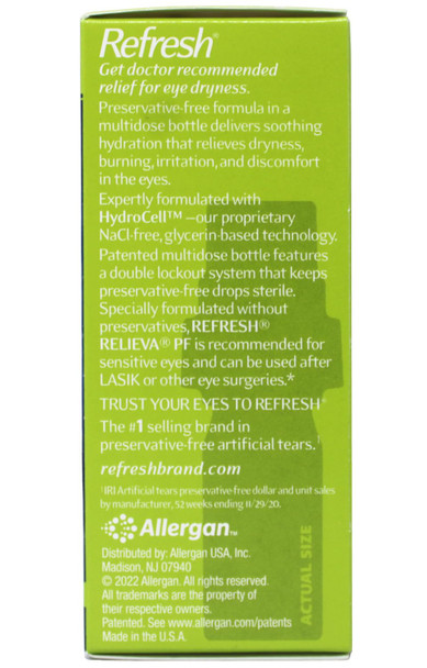Refresh RELIEVA Preservative-Free Lubricant Eye Drops for Sensitive Eyes, 0.33 FL OZ (10 ml) - 3 Pack