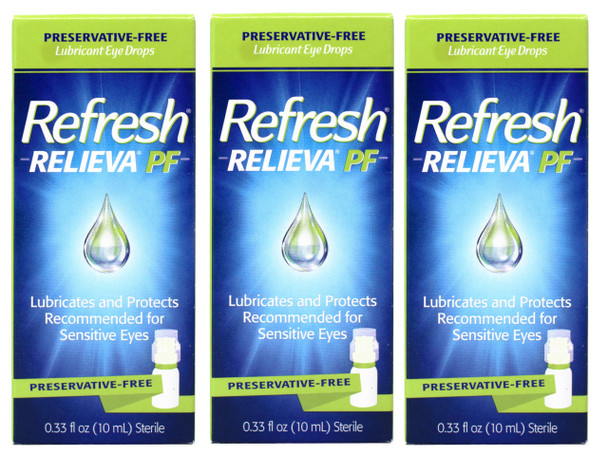 Refresh RELIEVA Preservative-Free Lubricant Eye Drops for Sensitive Eyes, 0.33 FL OZ (10 ml) - 3 Pack