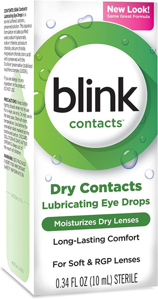 Blink Contacts Lubricant Eye Drops, 0.34 oz (Pack of 4)