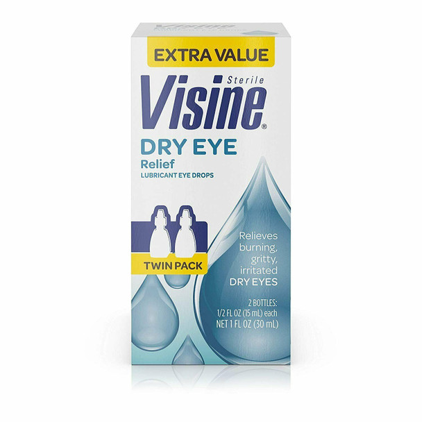 Visine Dry Eye Relief Lubricant Eye Drops with Glycerin to Moisturize and...