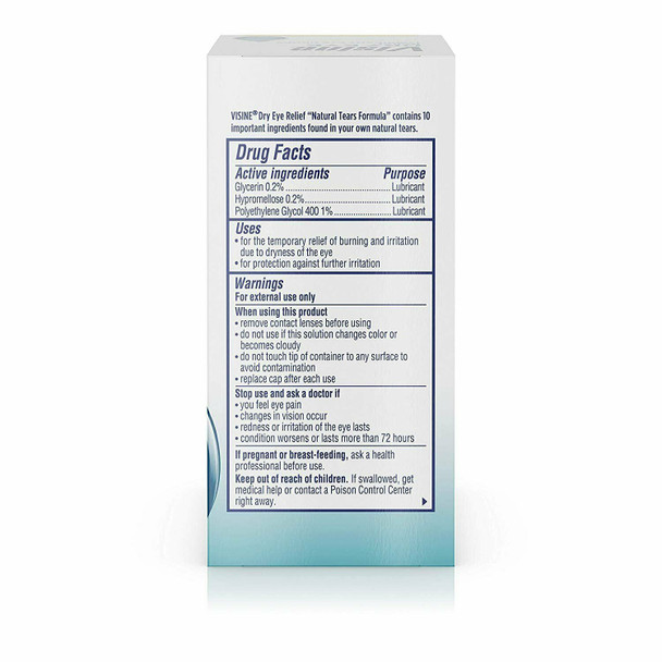 Visine Dry Eye Relief Lubricant Eye Drops with Glycerin to Moisturize and...