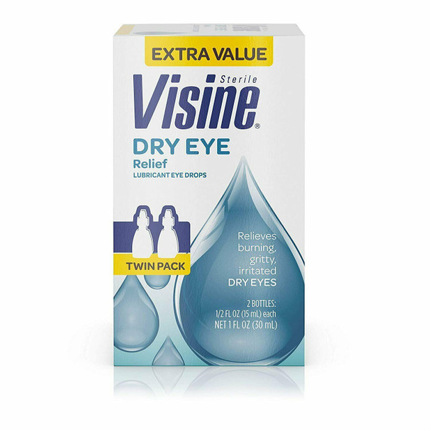 Visine Dry Eye Relief Lubricant Eye Drops with Glycerin to Moisturize and...