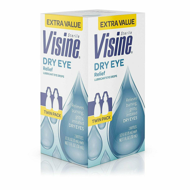 Visine Dry Eye Relief Lubricant Eye Drops with Glycerin to Moisturize and...