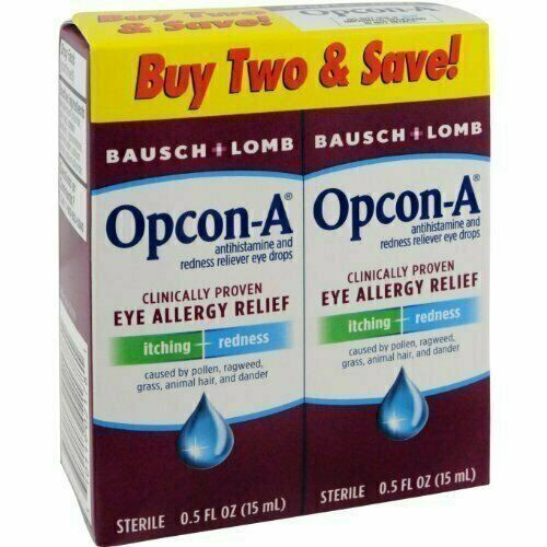 Bausch & Lomb Opcon-A Eye Allergy Relief Drops Itching & Redness 2 ct Pack of 3
