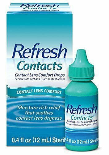 Refresh Contacts Contact Lens Comfort Drops For Dry Eyes Sterile 0.4 Oz 3 Pack