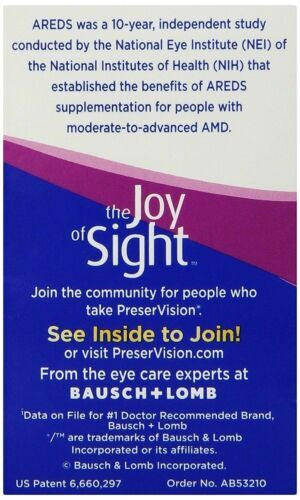 Bausch & Lomb Preservision Ared Eye Vitamin & Mineral Supplement Softgels 60ct