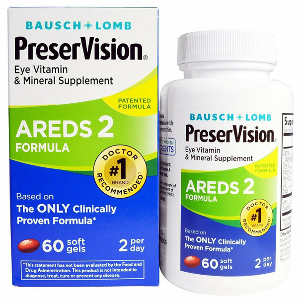 Preser Vision Areds 2 Formula Eye Vitamin & Mineral Softgels Supplement 60 Count