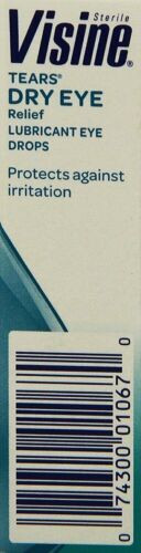 Visine Lubricant Eye Drops Burning Gritty Irritated Dry Relief Sterile 0.5oz