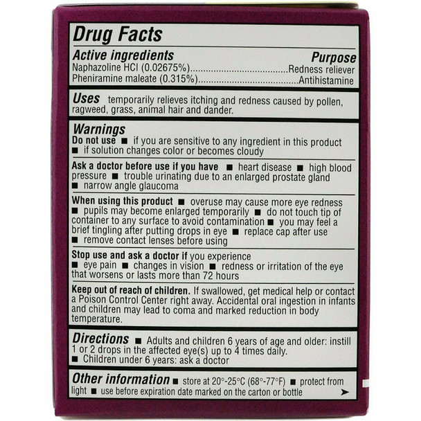 Bausch & Lomb Opcon-A Eye Allergy Relief Drops Itching & Redness 0.5 oz 2 Count