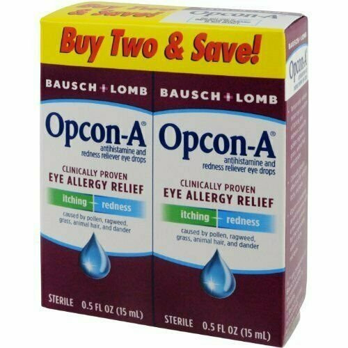 Bausch & Lomb Opcon-A Eye Allergy Relief Drops Itching & Redness 0.5 oz 2 Count