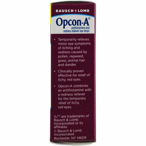 Bausch & Lomb Opcon-A Eye Allergy Relief Drops Itching & Redness 0.5 oz 2 Count