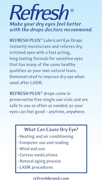 Refresh Plus Lubricant Eye Drops, Preservative-Free, 0.01 Fl Oz Single-Use Containers, 50 Count, Packaging May Vary