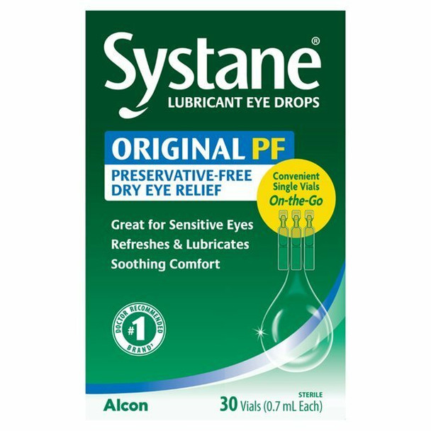Systane Lubricant Eye Drops Sterile Preservative-Free Vials 30 Vials Pack of 4