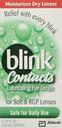 Blink Contacts Lubricating Eye Drops Soft & RGP Lenses Sterile 0.34oz Pack of 3