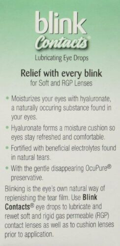 Blink Contacts Lubricating Eye Drops Soft & RGP Lenses Sterile 0.34oz Pack of 3